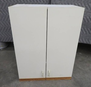 lot 40 image: WHITE  OFF WHITE WALL CABINET