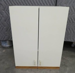lot 41 image: WHITE  OFF WHITE WALL CABINET