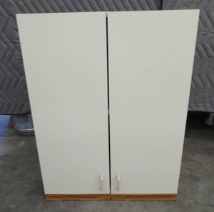 lot 42 image: WHITE  OFF WHITE WALL CABINET