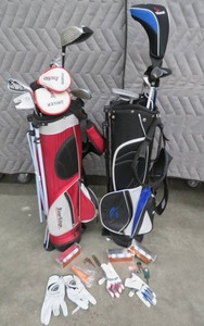 lot 73 image: 2 SETS OF LIKE NEW YOUTH GOLF CLUBS AND BAGS