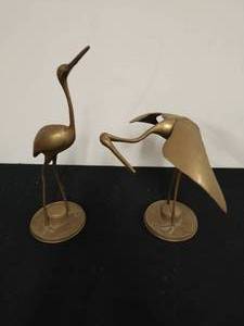lot 5 image: Pair of Brass Cranes