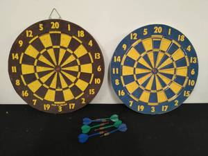 lot 49 image: Two Vintage Dart Boards with Darts