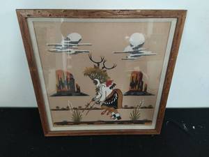 lot 89 image: Frame Dear Dancer Native American Sand Art