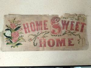 lot 95 image: Vintage Home Sweet Home Embroidered Sign