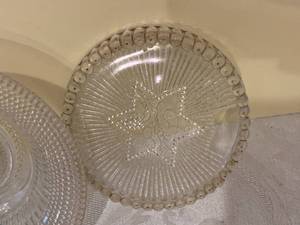 lot 38 image: Small Glass Dishes with Embossed and Engraved Designs