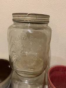 lot 55 image: Large Vintage Glass Jars and 2 Planters