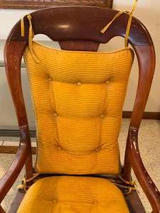 lot 130 image: Gold Cushioned Wood Rocker