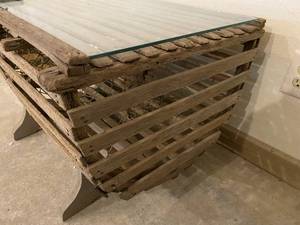 lot 108 image: Authentic Lobster Trap Glass Top Tables