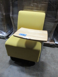 lot 636 image: INTEGRA TABLET ARM CHAIR IN BRIGHT YELLOW
