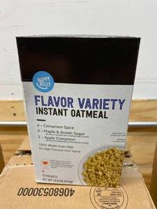 lot 118 image: HAPPY BELLY Lot of 3 Cases of- Instant Oatmeal Variety Packs (6 boxes per case and 10 packs per box)