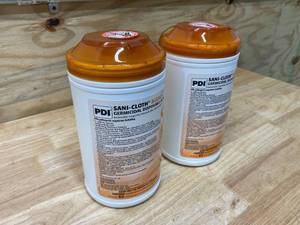 lot 120 image: SANI-CLOTH Lot of 2- Bleach Surface Disinfectant Cleaner Wipe 65 Count Canisters