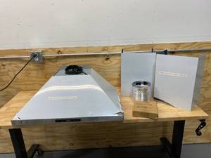 lot 31 image: AKDY 30 in. Convertible Kitchen Wall Mount Range Hood in Stainless Steel with Touch Control and Carbon Filter