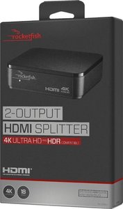 lot 75 image: Rocketfish - 2-Output HDMI Splitter with 4K and HDR Pass-Through - Black