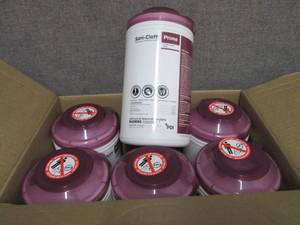 lot 44 image: Case of 6 -70ct Canisters Sani-Clot...