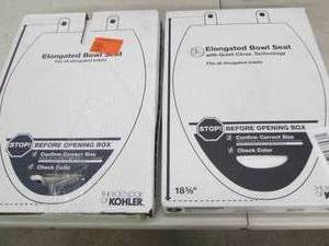 lot 21 image: 2 elongated bowl sets toilet seats...