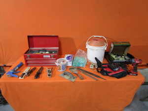 lot 70 image: Cordless Drill, Toolbox, Tools & Misc. Hardware