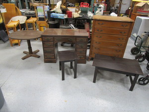 lot 96 image: Dresser, Desk, Tables
