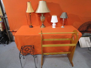 lot 104 image: Lamps, Towel Rack, Plant Stand
