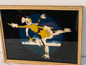 lot 2 image: Vintage Glass Painted Figure Skating Figurines