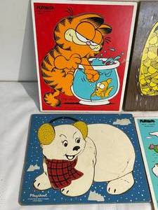 lot 60 image: Six Vintage Wooden Playskool Puzzles With All Pieces