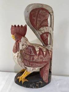 lot 81 image: Fun Hand Carved Wooden Rooster
