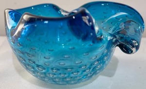 lot 82 image: Cobalt Blue Bubble Glass Candy Dish