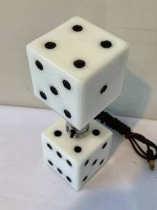 lot 111 image: Vintage Glass Dice Table Lamp