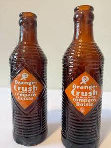 lot 137 image: Two Vintage Brown Glass Orange Crush Bottles