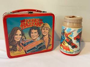 lot 143 image: Metal Dukes of Hazard Lunch Box with Thermos