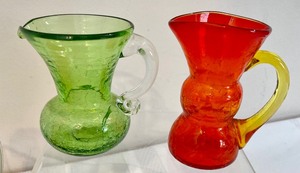 lot 275 image: Colorful Vintage Crackle Glass Grouping
