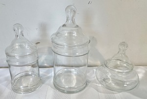 lot 279 image: Lot of Clear Glass Lidded Vessels