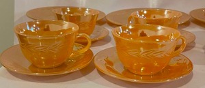 lot 246 image: 1952 Peach Luster Anchor Hocking Glassware Set