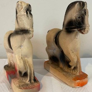 lot 344 image: 2 Vintage Chalkware Horses