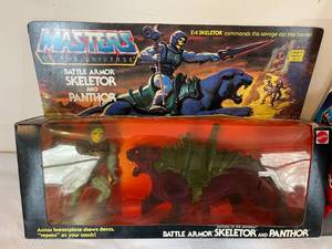 lot 357 image: 1983 Masters of The Universe Toys Battle Armor Skeleton and Panthor & Fisto and Stridor