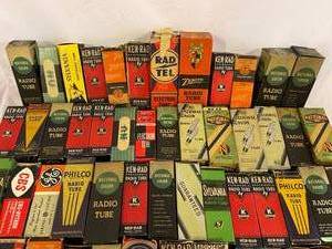 lot 374 image: Large Lot of Vintage Glass Radio Tubes in Original Boxes