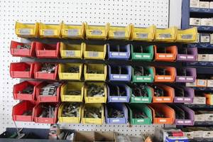 Storage Rack  with Tire Balance Weights and Clips