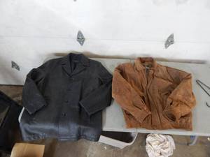 lot 23 image: 2-Mens Size L Leather Jackets-1 Brown Wilsons, Other Black