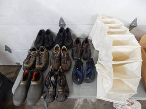 lot 28 image: 8 -Pair Mens Shoes Size 9 & Hanging Shoe Organizer