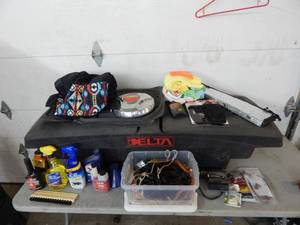 lot 35 image: Tool Box For Compact Truck (No Keys), Floor Mats, Seat Cover, Chemicals, Towels, Oil Pan Heater, More