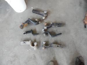 lot 36 image: 7-Assorted Hitches, Tri-Ball Drop Hitch, More