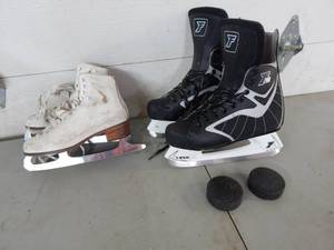 lot 45 image: New Ferland Viper 200 Hockey Skates Size 9, Figure Skates Size 7