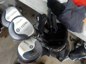 lot 43 image: Wilson Titanium Matrix Golf Club Set, Wilson Ground Zero Golf Cart, Collection Of Golf Balls & Ball Shagger