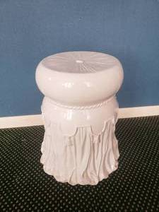 lot 35 image: White Ceramic Rope and Tassel Garden Stool