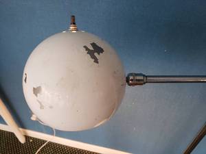 lot 22 image: White Shade Mid Century Eyeball Floor Lamp