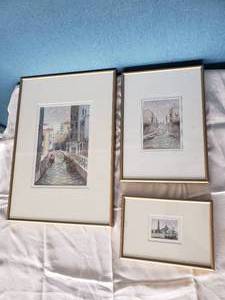 lot 123 image: Venice Original Watercolor Paintings, signed