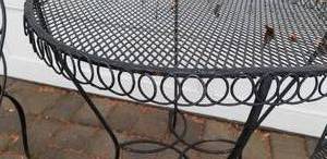 lot 137 image: Iron Bistro Table and Two Chairs