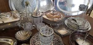 lot 115 image: Huge Collection of Silverplate Serving Pieces