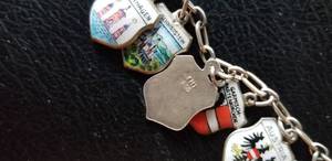 lot 133 image: Enameled Souvenir Travel Charm Bracelet  800 Silver