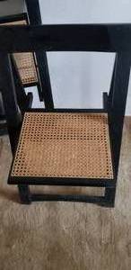 lot 142 image: Black Cane Seat Folding Chairs  set of 3