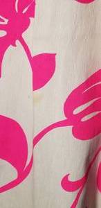 lot 90 image: Vintage 60s Pink & White Hawaiian Dress with Train